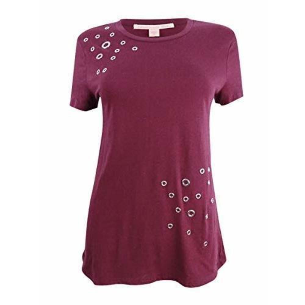 Rebellious One Juniors' Oxblood Embellished T-Shirt, Size M